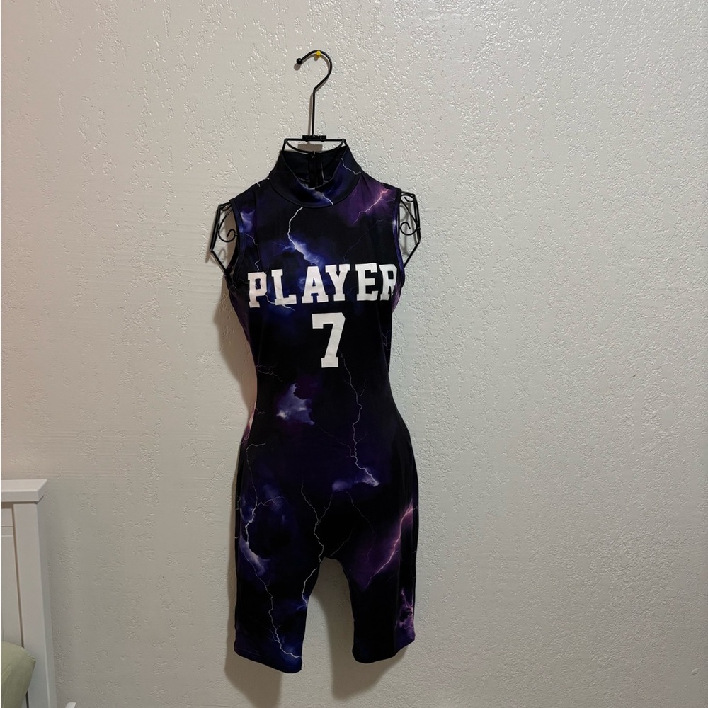 Fashion Nova Electric Purple and Black Bodysuit